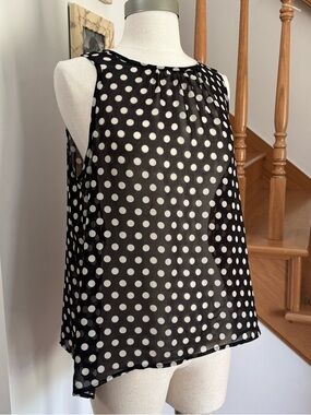 Black and White Polka Dot Tie Back Tank Top